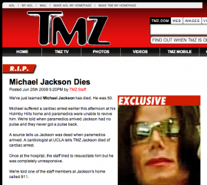 TMZ confirme la mort de Michael Jackson