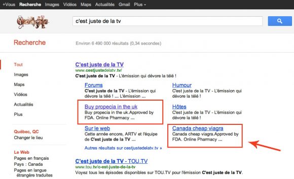 Site internet de C'est Juste de la TV hacké!