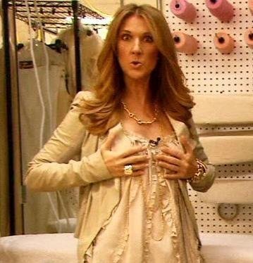 Céline Dion dissimule ses seins derrière ses mains