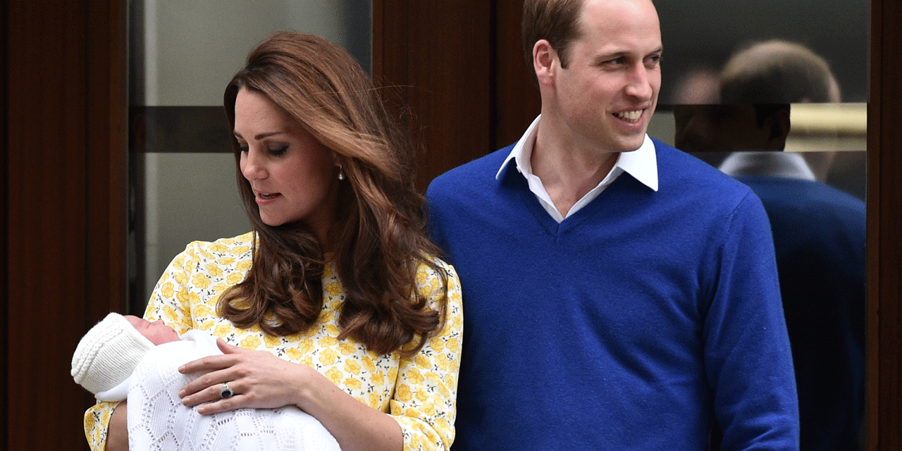 Kate Middleton, le prince William et la petite Charlotte Elizabeth Diana